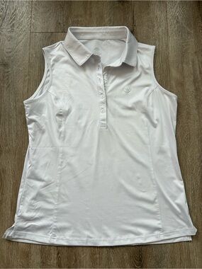 White Sleeveless Polo Top - Golf, Pickle Ball Athletic Wear